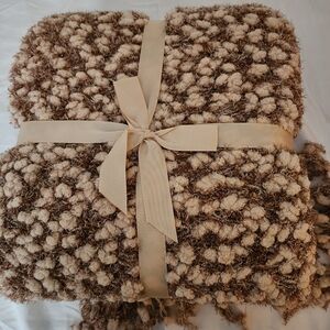 Pier1 Imports. Cozy Textured Throw Blanket - Cream and gold brown